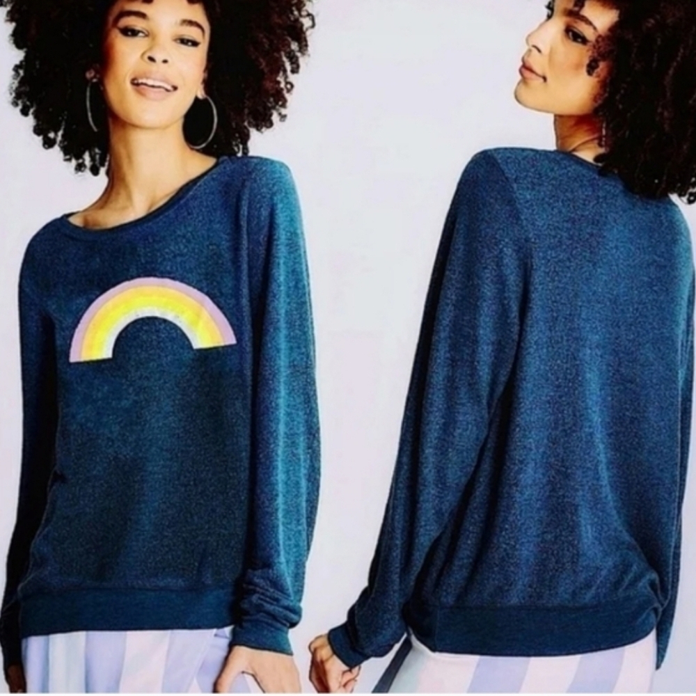 Wildfox Grey Over The Rainbow Long Sleeve Sweatshirt